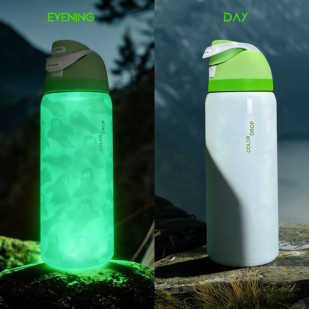 Smart Water Bottle Tracker - Owalaa nightlight ghost 32oz/945ml stainless steel
