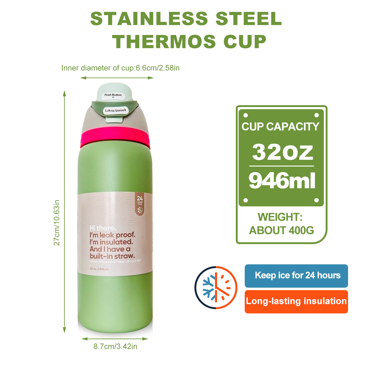 owalaa Avocado green Water Bot - Smart Water Bottle Tracker avis et prix
